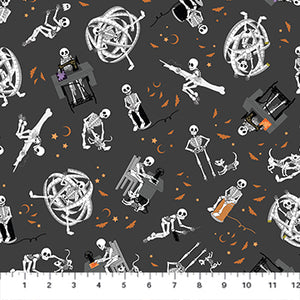 FIGO - Mr. Bones Sews - Mr. Bones (Gray) - 91074-95 (1/2 Yard)