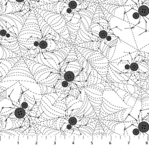 FIGO - Mr. Bones Sews - Spider (White) - 91077-10 (1/2 Yard)