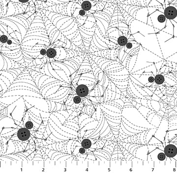 FIGO - Mr. Bones Sews - Spider (White) - 91077-10 (1/2 Yard)