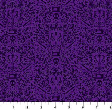 FIGO - Mr. Bones Sews - Damask (Purple) - 91080-84 (1/2 Yard)