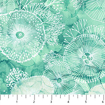 Northcott - Deep Blue - Sea Flowers - DP28124-64 (1/2 Yard)